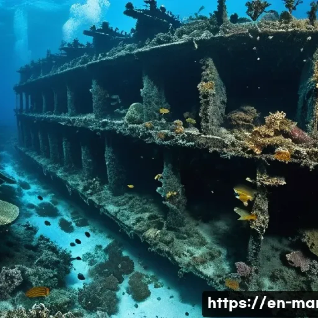 마셜 제도에서의 바닷속 폐허 탐험 - **Prompt:** A majestic, high-resolution underwater photograph depicting the "Ghost Fleet" at Bikini ...