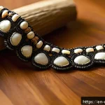 Home 23 마셜 제도에서 추천하는 기념품 - A close-up of a handcrafted necklace made from polished tiny shells and coconut fibers, featuring in...