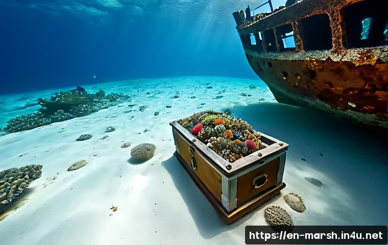 Home 17 마셜 제도에서 발견된 해저 보물 및 난파선 - Photorealistic underwater wide-angle scene in the Marshall Islands lagoon, a century-old coral-encru...